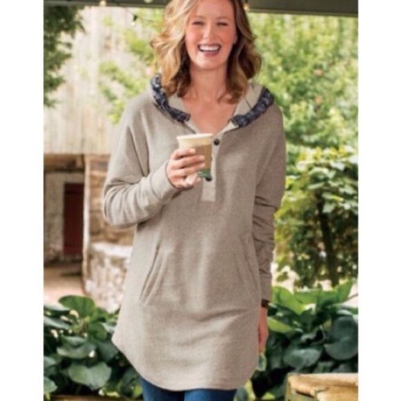 SOFT SURROUNDINGS COMFY & COZY CABIN‎ CUDDLE UP OVERSIZED HOODIE TUNIC SWEATER M - Picture 1 of 13